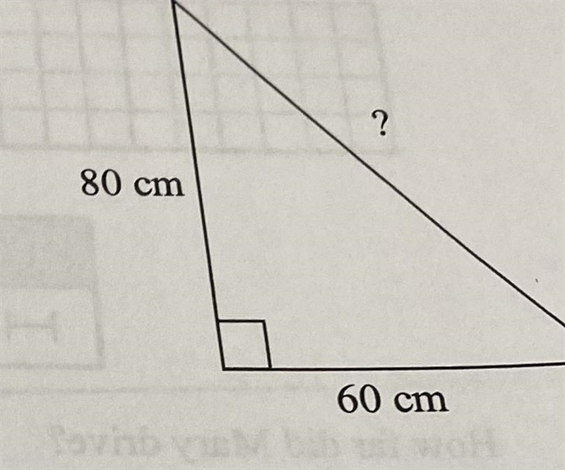 Triangle ABC is a right triangle. The lengths of the legs are 60 centimeters and 80 centimeters-example-1