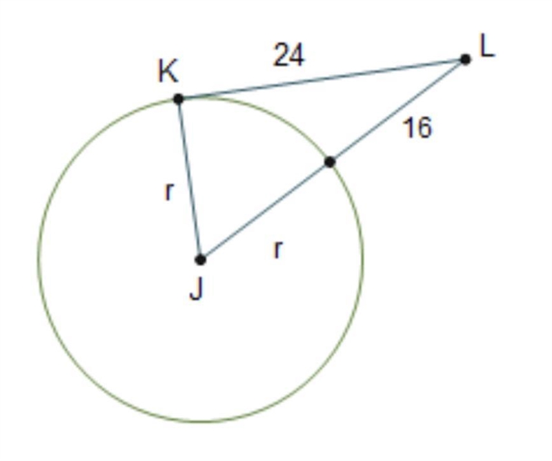 Line segment KL is tangent to circle J at point K What is the length of the radius-example-1