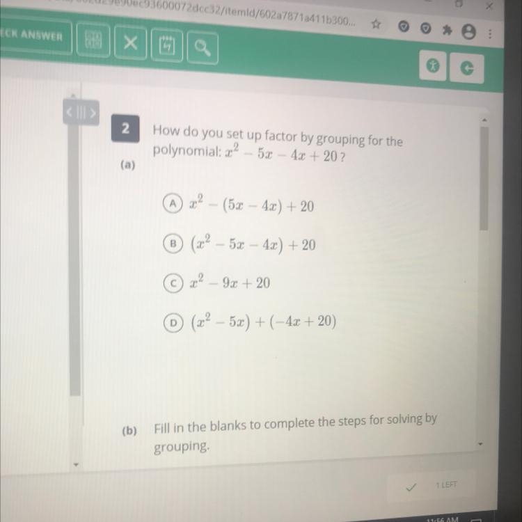 How do you set up factor by grouping for the polynomial:-example-1