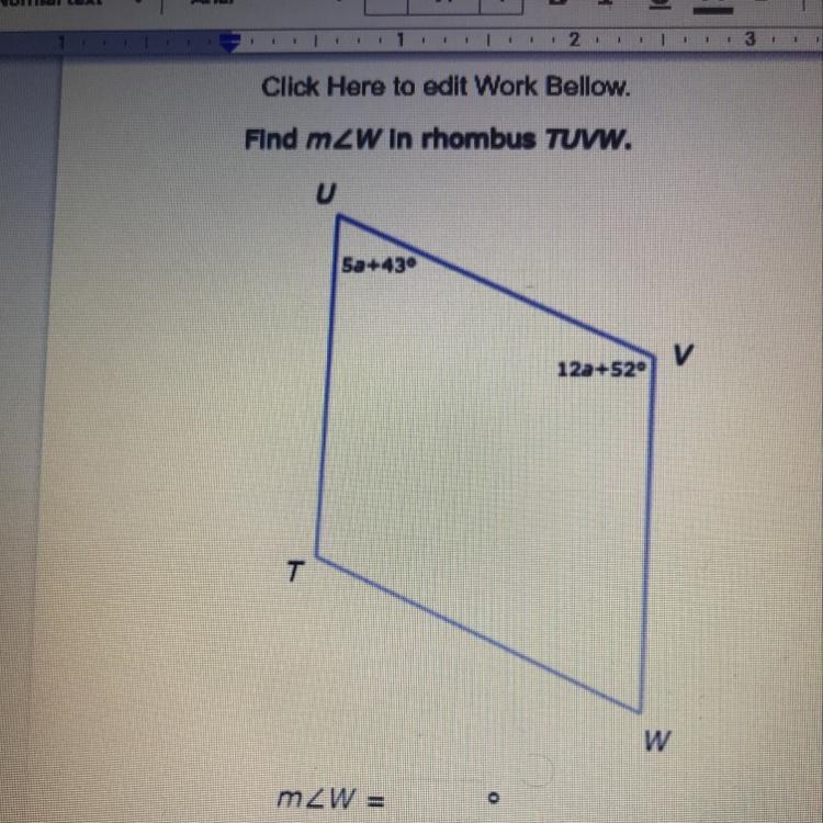 Find m w in rhombus TUVW.-example-1