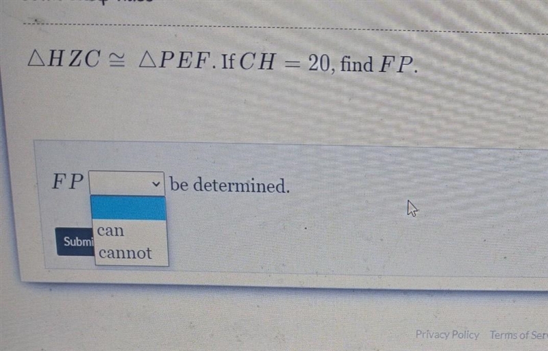 HZC ~ PEF. If CH = 20, find FP If it can be determined with is FP​-example-1