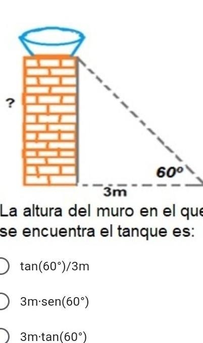 La altura del muro en el que se encuentra el tanque es:​-example-1