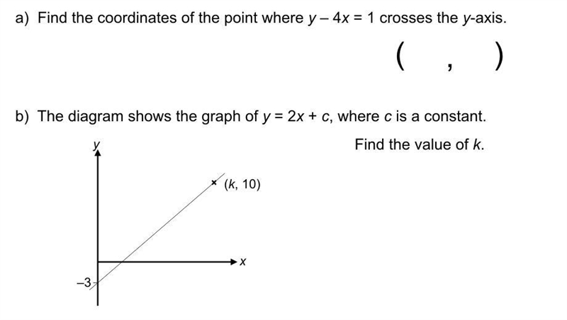 NEED HELP WITH BOTH PARTS URGENTLY‼... FIND THE COORDINATES OF THE POINT WHERE y-4x-example-1