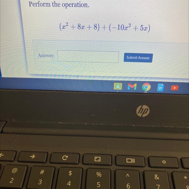 Perform the operation. (x^2 + 8x + 8) + (-10x2 + 5x)-example-1