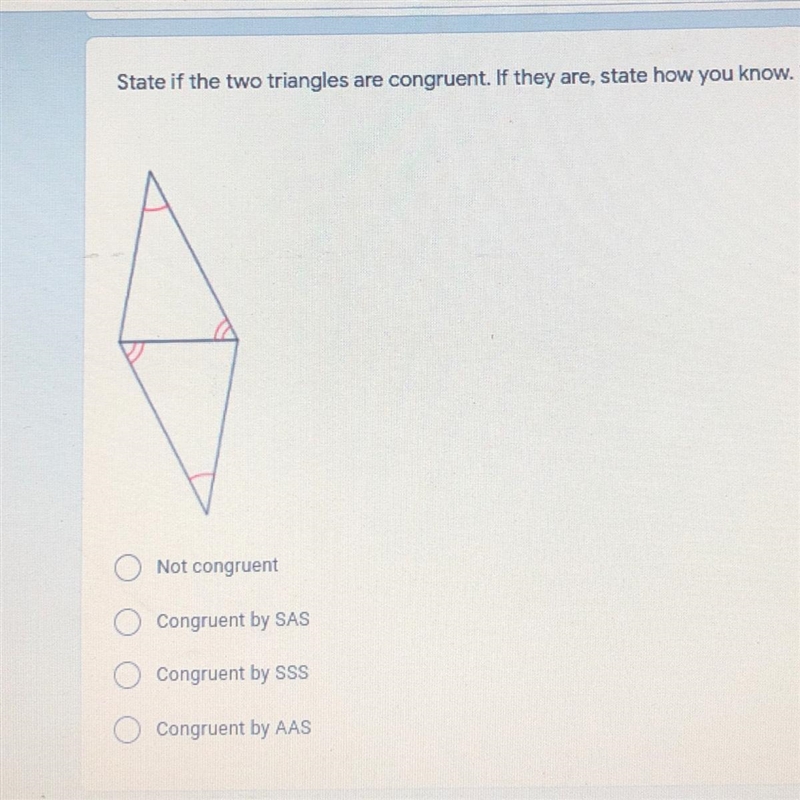 State if the two triangles are congruent. If they are, state how you know.﻿ (look-example-1