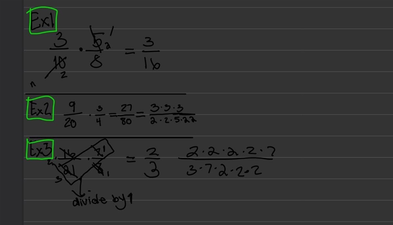 Ok so I need help with multiplying fractions, this is the way my teacher did it but-example-1