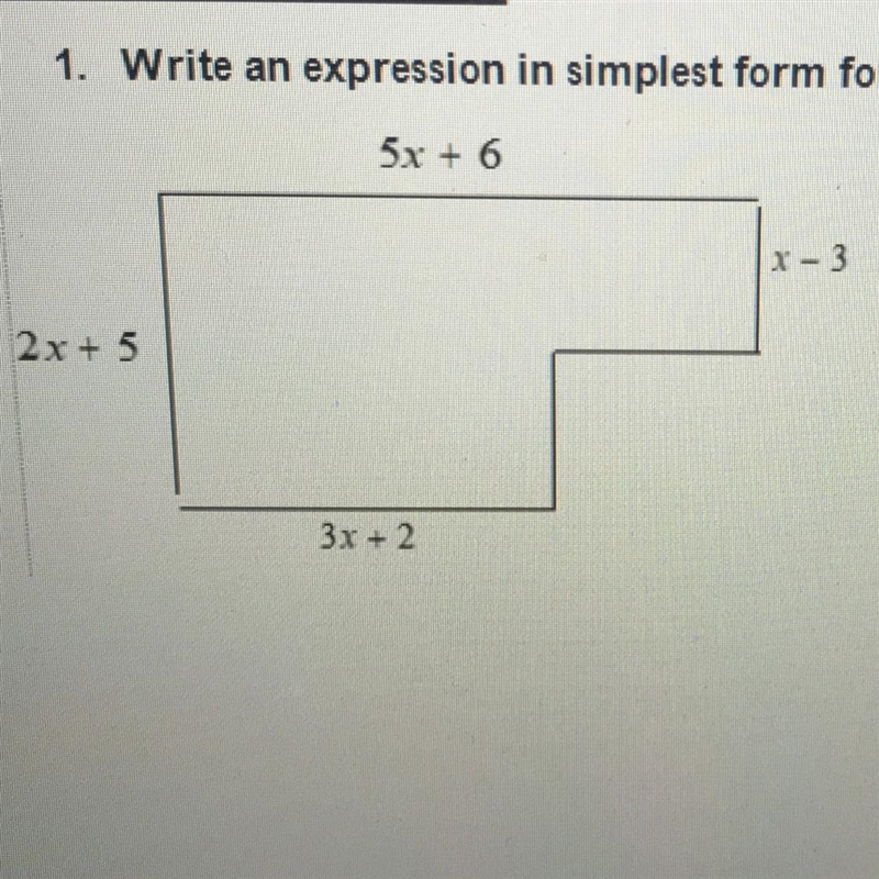 1. Write an expression in simplest form for the area of the figure below: (answer-example-1