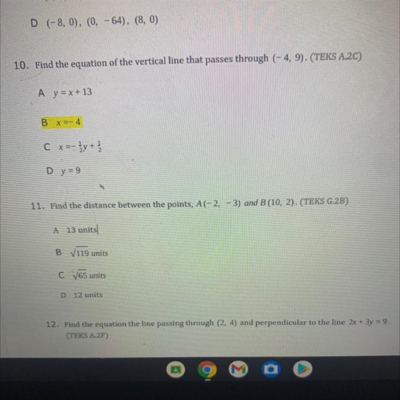 Find the distance between the points, A (-2, -3) and B (10, -2).-example-1