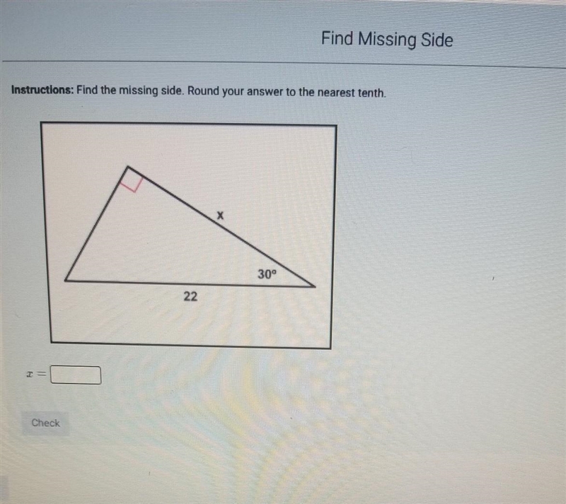 Find the missing side. Round it the nearest tenth.​-example-1