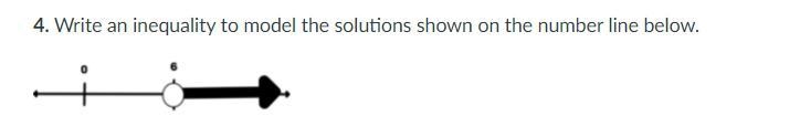 Write an inequality to model the solutions shown on the number line below.-example-1