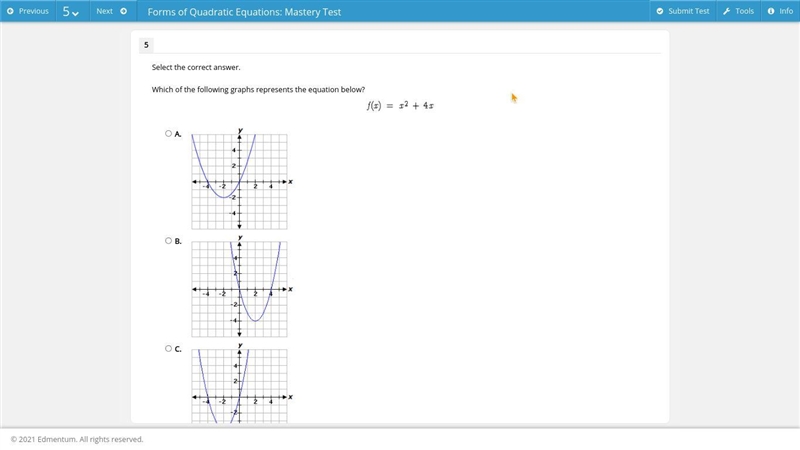 Ect the correct answer. Which of the following graphs represents the equation below-example-1