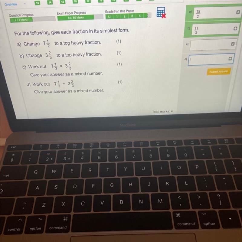 Fractions easy. I just need answer for c and d-example-1