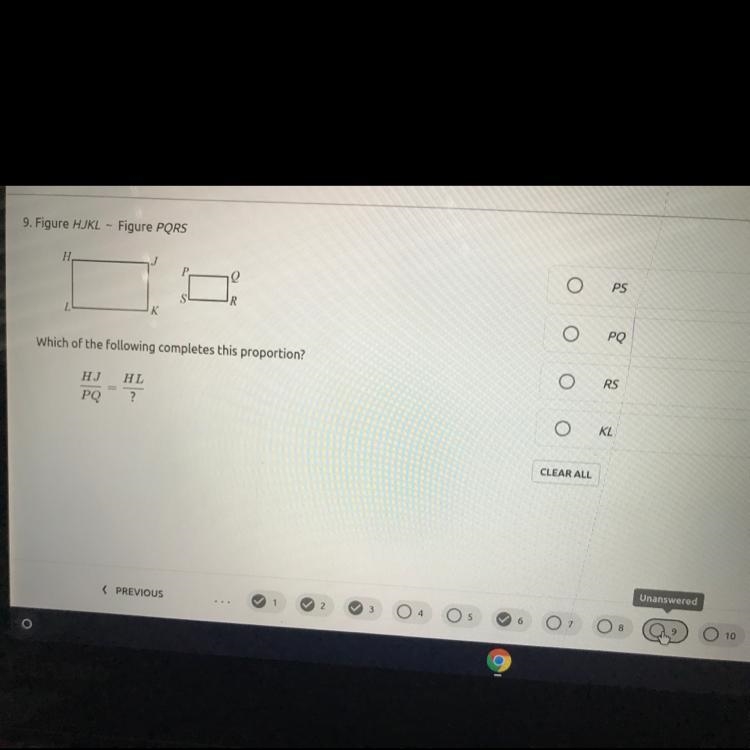 Which of the following completed this proportion?-example-1