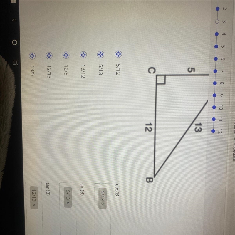 Match the trig ratio with its trig function based on the triangle below. Please help-example-1