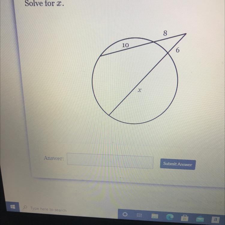 Solve for x. 10 8 6-example-1