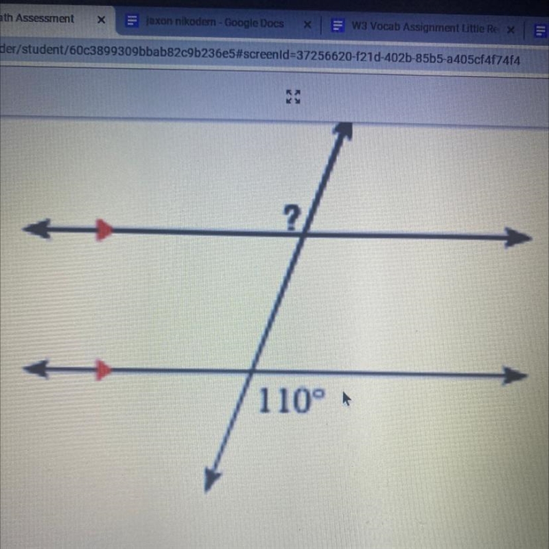 Angle measurements 110 degree help find out the balance at the top-example-1