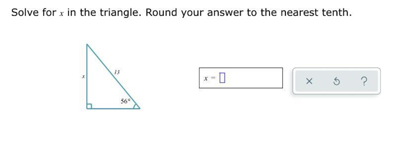 Solve for x in the triangle. Round your answer to the nearest tenth.-example-1