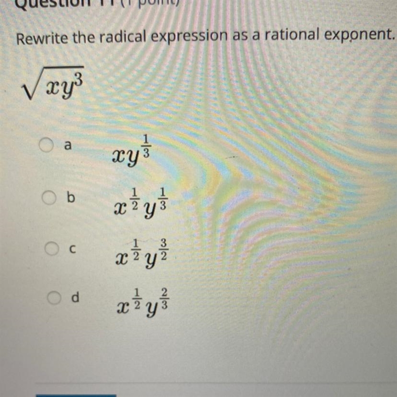 Rewrite the radical expression as a rational exponent. Please help!!!-example-1