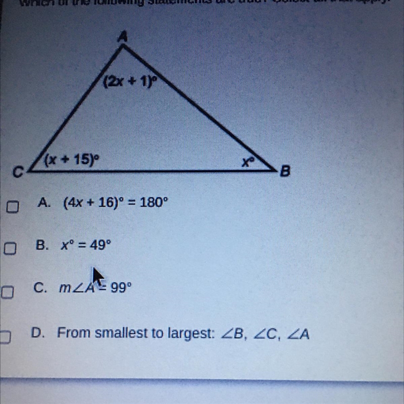 Which of the following statements are true? Select all that apply.-example-1