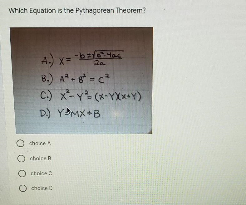 Which side is Pythagorean Theorem?​-example-1