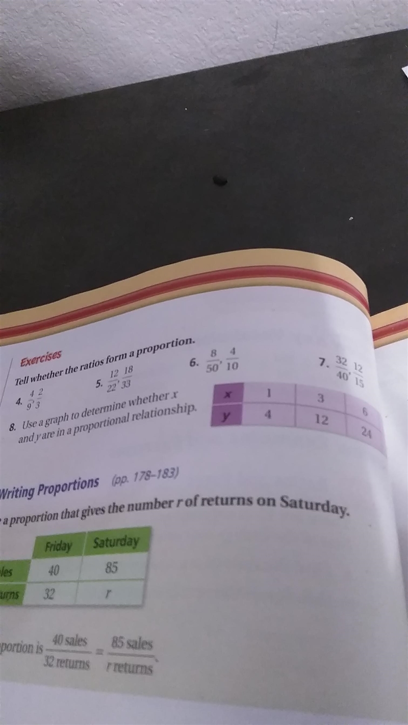 Giving brain list tell whether the ratio is a proportion Need work shown Need 4,5,6,7,8 If-example-1