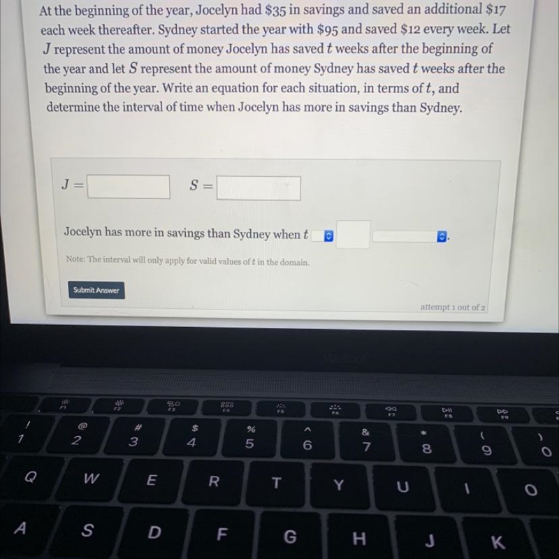 At the beginning of the year, Jocelyn had $35 in savings and saved an additional $17 each-example-1