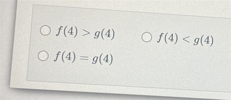 Given the functions f(x) =3x^4 and g(x) = 3 times 4^x,which of the following statements-example-1