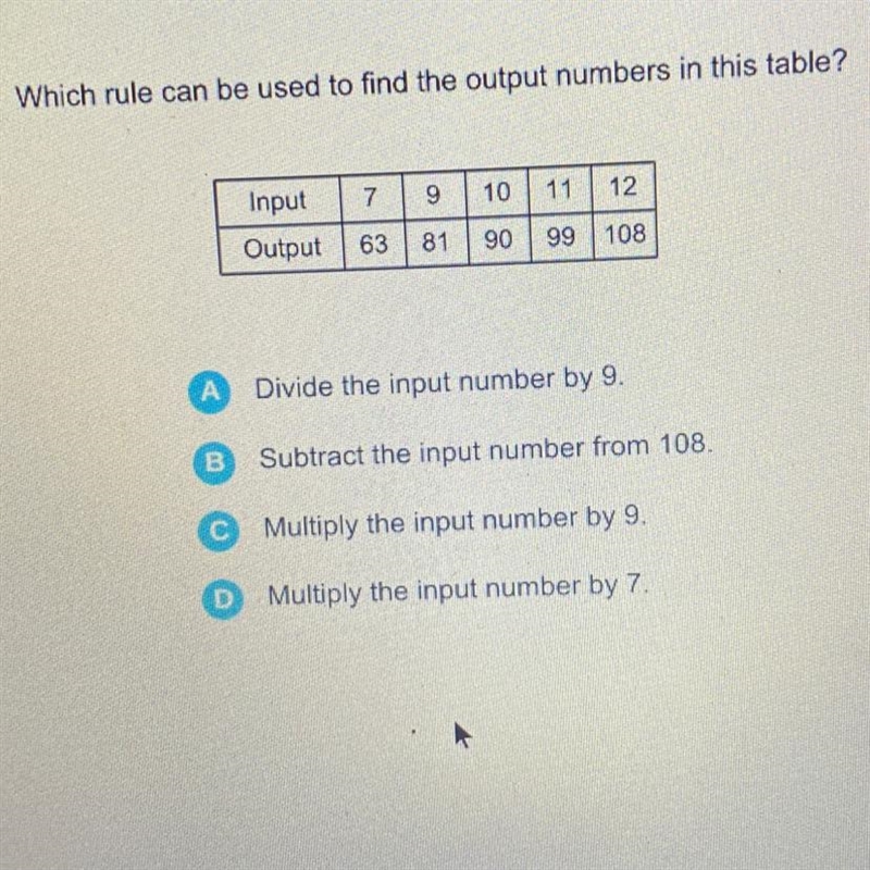 Which rule can be used to find the output numbers in this table? No links please.-example-1