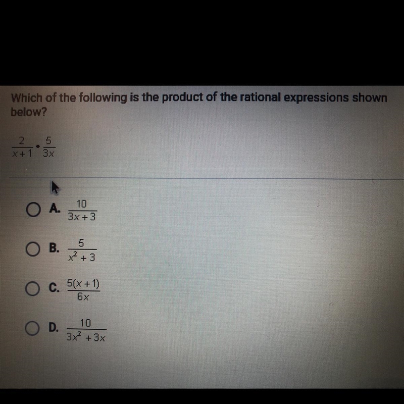 Which of the following is the product of the rational expressions shown below?-example-1