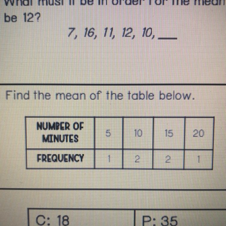 Find the mean of the table below.-example-1