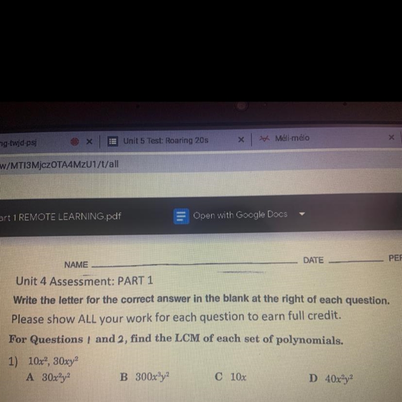 Find lcm of 10x^2 , 30xy^2-example-1