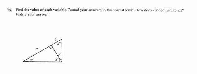 Find the value of each variable. Round to the nearest tenth. How does the measure-example-1