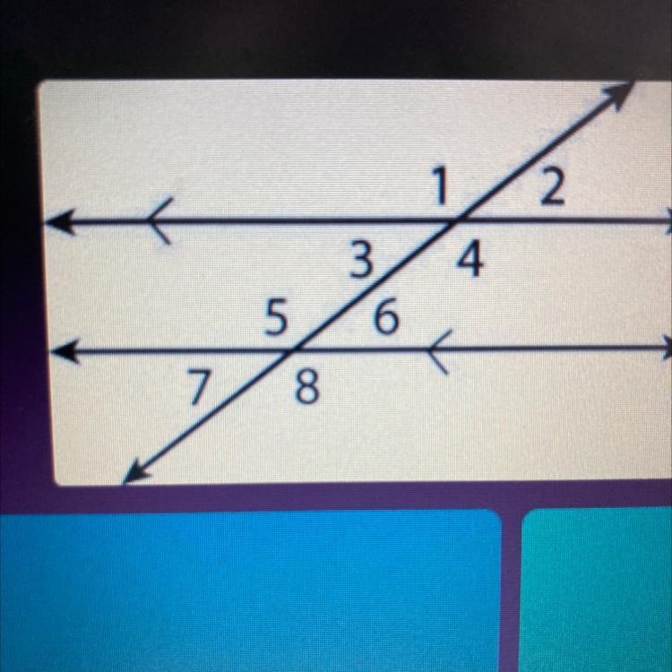 Which one of these is not congruent to angle 5?-example-1