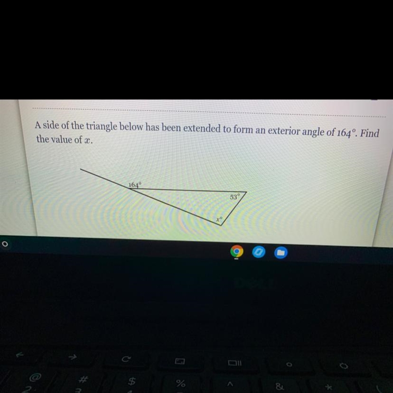 A side of the triangle below has been extended to form an exterior angle of 164&quot-example-1