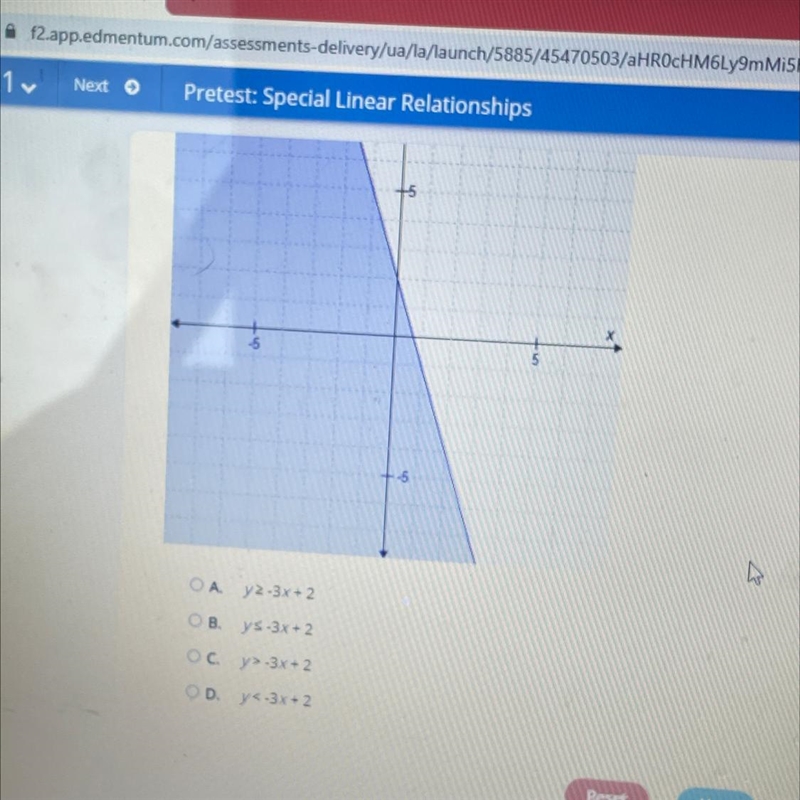 Which inequality is graphed in the coordinate plane-example-1