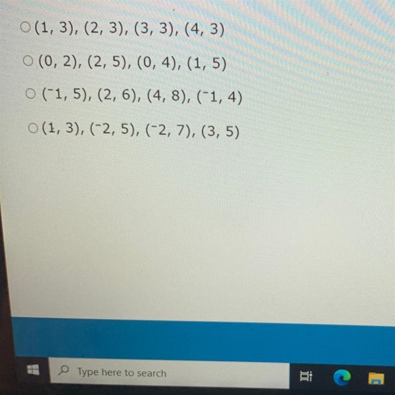 Which set of ordered pairs represent a function?-example-1