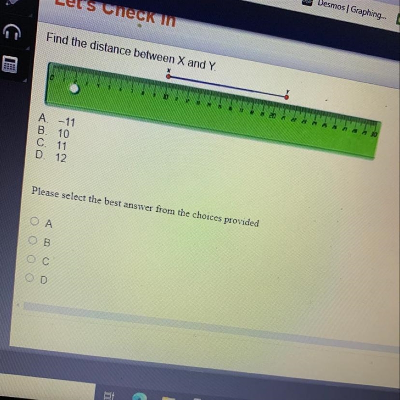 Find the distance between X and Y. 2730 A. В. C. D. -11 10 11 12 Please select the-example-1