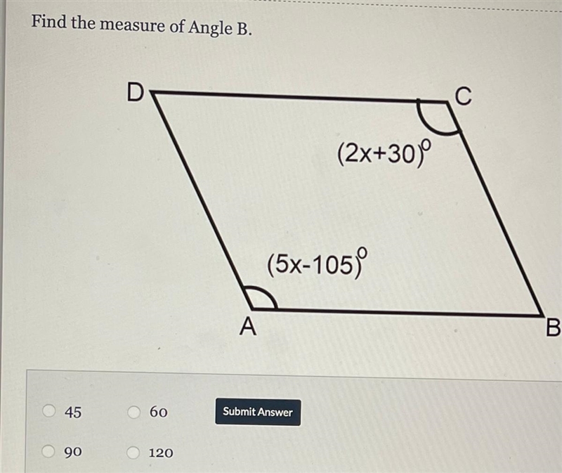 Find the measure of Angle B-example-1