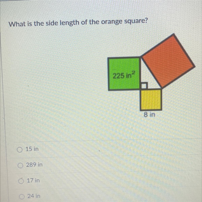 What is the side length of the orange square? Someone plz help!! I have a test due-example-1