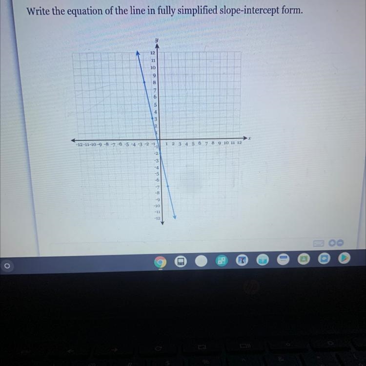 Write the equation of the line in fully simplified slope-intercept form.-example-1