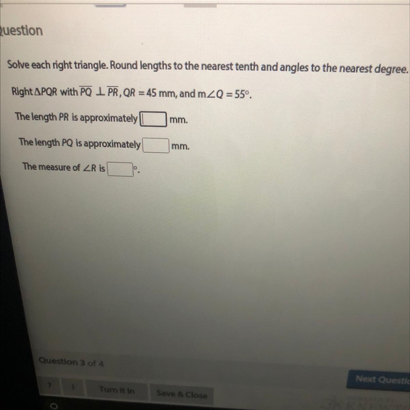 PLEASE HELP ASAP Solve each right triangle. Round lengths to the nearest tenth and-example-1