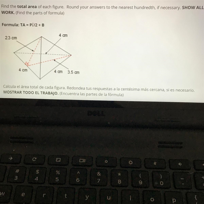 HELP ASAP PLS Find the total area of each figure. Round your answers to the nearest-example-1