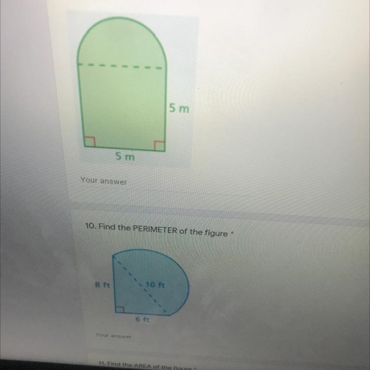 I need help on 9 and 10 ASAP 9 is finding area-example-1