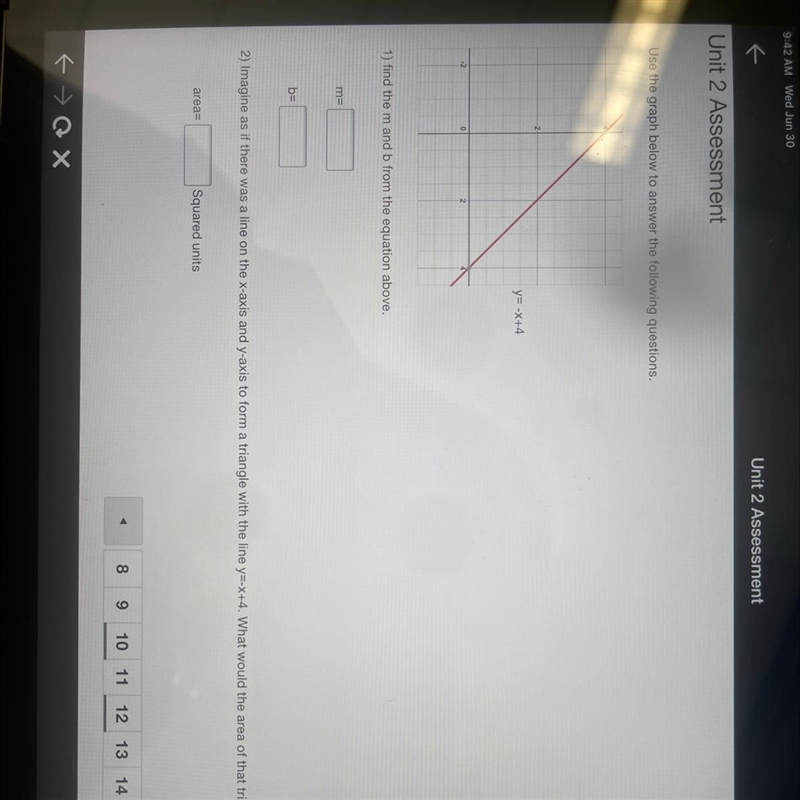 How do I find the m and b from number 1 and what would the area be for 2-example-1