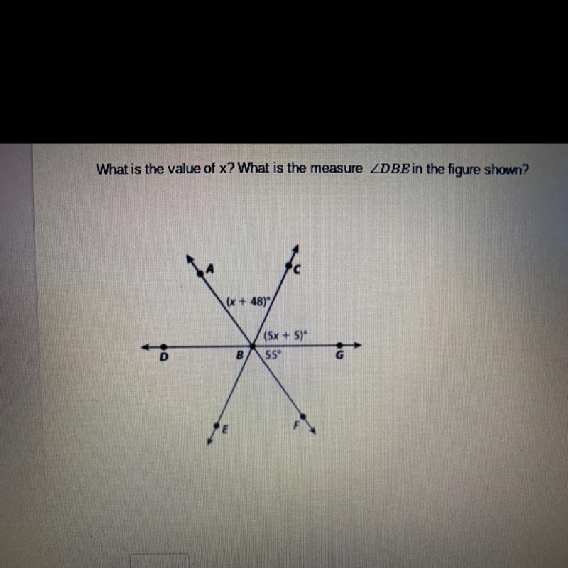 What is the value of x? What is the measure of-example-1