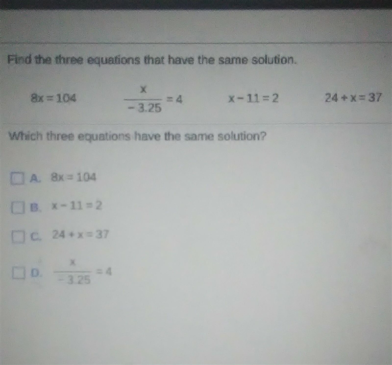 Find the three equation that have the solution​-example-1