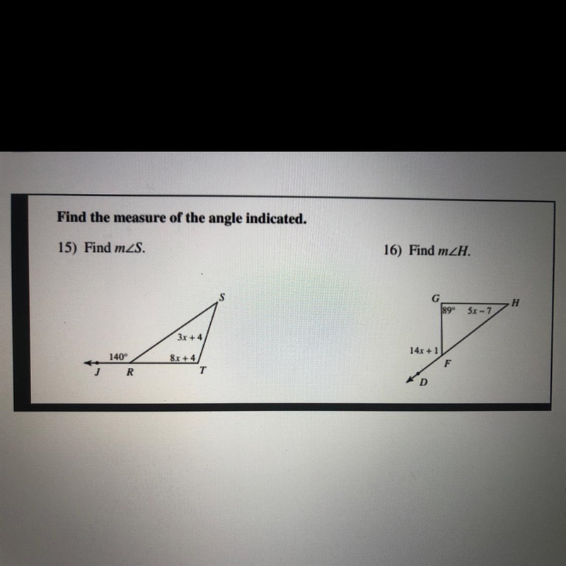 Find the measure of the angle indicated. PLSASE HELP !!!!-example-1