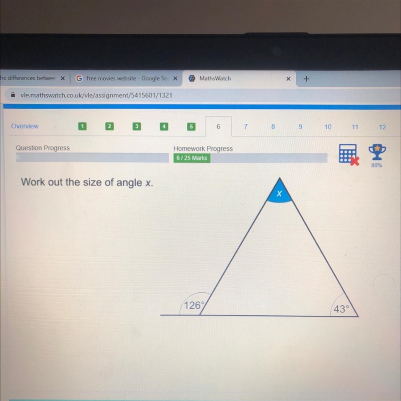 Work out the size of angle x Pls help thx !-example-1