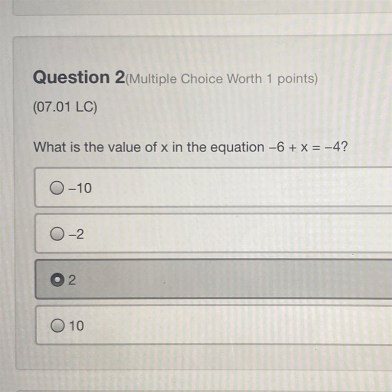 PLEASE HURRY Question 2(Multiple Choice Worth 1 points) (07.01 LC) What is the value-example-1