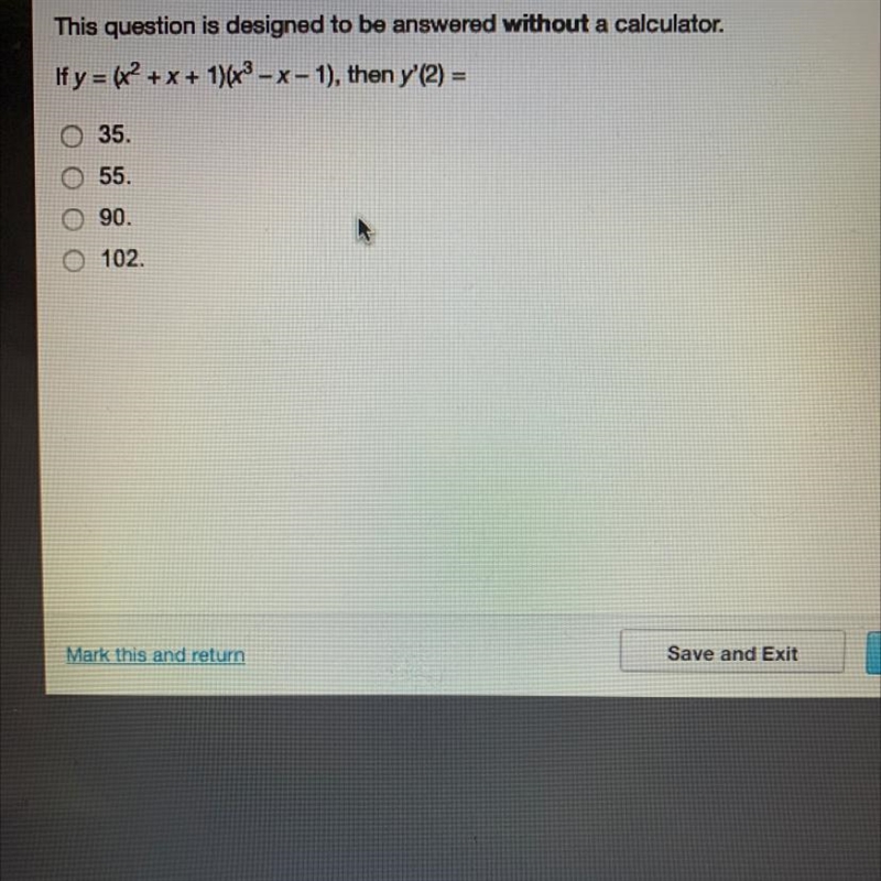 PLS HELPPPPP if y = (x^2 + x +1) (x^3 - x - 1) then y ‘(2)=-example-1